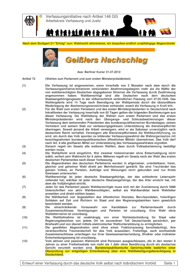 Flyer zu Artikel 73